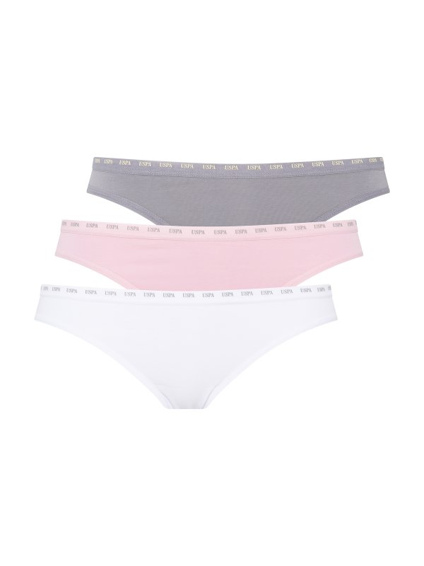 U.S.POLO ASSN bokové kalhotky 66244 3PACK bílá, růžová, šedá | Vermali.cz